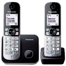 Телефон беспроводной (DECT) Panasonic KX-TG6812RU черный (труб. в компл.:2шт) АОН
