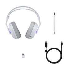 Гарнитура Logitech G522 Lightspeed белый, беспроводная + проводная, Bluetooth 5.3/USB, радиус 30 м, подсветка, съёмный микрофон