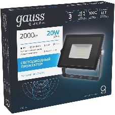Прожектор светодиодный Gauss LED Qplus 20Вт IP65 6500К черный