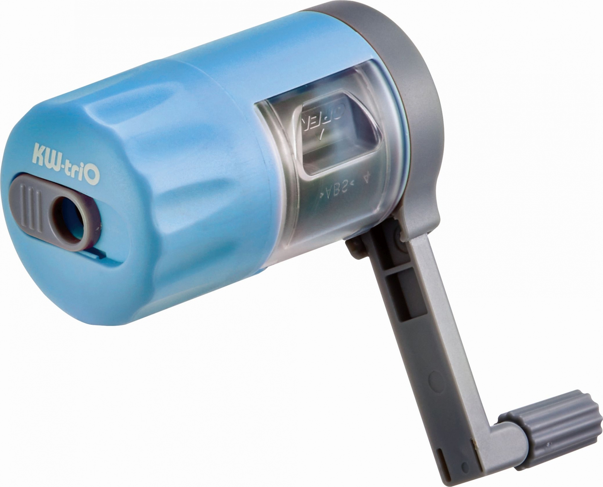 Точилка для карандашей механическая Kw-Trio 03420BLUE, 1 отверстие, металл/пластик, голубой, пластиковый бокс