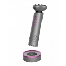 Электробритва BQ SV1008 Gray-Pink. Мощность 5 Вт/Время зарядки 90 минут/Время беспроводной работы 90 минут/Влагозащита IPX6/Электропитание 110-240 В, 50-60 Гц/Ротационная головка бритвы/Мощный мотор/Индикатор заряда батареи/Портативная база для подзарядки/3 насадки в комплекте