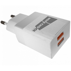 Сетевое зарядное устройство СЗУ 2USB 2.1A для micro USB More choice NC24m белый