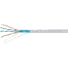 Кабель витая пара экранированная Cabeus FTP-4P-Cat.5e-SOLID-LSZH-GY FTP (F/UTP), cat. 5e, 4 пары (24 AWG), одножильный, серый, экран - фольга, LSZH, нг(А)-HF, (305 м)
