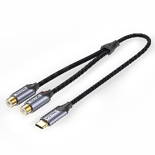 Переходник-разветвитель Vention гибкий USB-C M/2RCA F - 1м Переходник-разветвитель Vention гибкий USB-C M/2RCA F - 1м