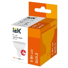 Лампа светодиодная IEK LLE-MR16-5-230-30-GU5 ECO MR16 5Вт 3000К теплый белый GU5.3 450лм 230-240В
