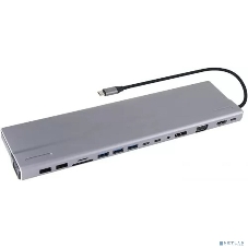 Адаптер VCOM TypeC -->3*USB3.0+2*USB2.0+VGA+RJ45+SD+TF+AUD+HDMI+DP+2*USB3.1 Data+PD