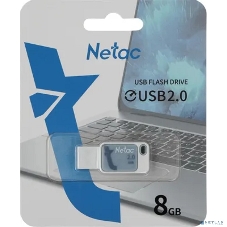 Флешка USB Netac UA31 (NT03UA31N-008G-20BL), 8Gb, USB 2.0, R/W 110/45, синий/белый