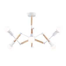 Светильник Ambrella light TR80485/6 WH/LW белый/светлое дерево E27/6 max 60W D930*510