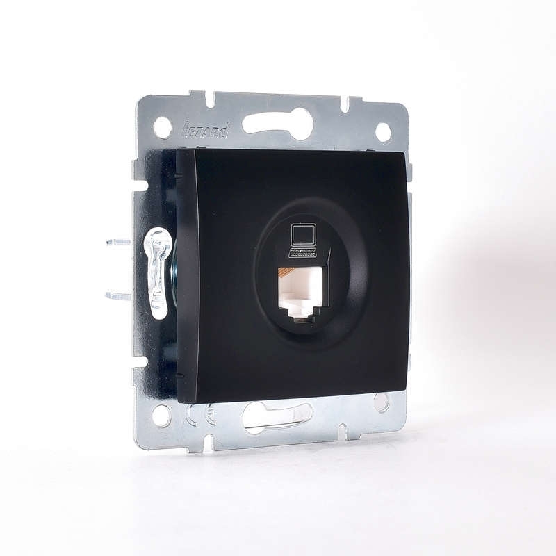 Механизм розетки компьютерн. 1-м СП KARINA RJ45 черный бархат LEZARD 707-4288-139