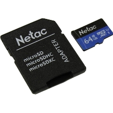 Флеш карта microSDHC 64Gb Netac P500 NT02P500STN-064G-R (с SD адаптером) 80Mb/s
