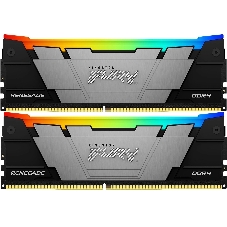 Оперативная память Kingston Fury Renegade, DDR4, 64Gb (2x32GB), 3200MHz, CL16, DIMM, радиатор, RGB, серебристый/черный