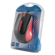 Мышь проводная Oklick 225M черный/красный, 1200 dpi, USB, кнопки - 3