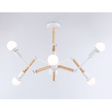 Светильник Ambrella light TR80485/6 WH/LW белый/светлое дерево E27/6 max 60W D930*510