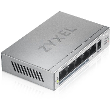 Коммутатор Zyxel GS1005HP Switch PoE +, 5xGE (4xPoE +), desktop, metal, silent, PoE budget 60 W
