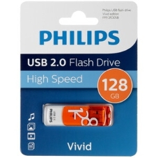 Флешка USB PHILIPS VIVID (FM12FD05B/97), 128Gb, USB 2.0, R/W 15/6, белый/желый