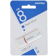 Флешка USB Smartbuy Crown white (SB8GBCRW-W), 8Gb, USB 2.0, R/W 15/5, белый/красный