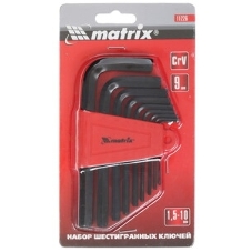 Набор ключей имбусовых Matrix 11226 HEX, 1,5–10 мм, CrV, 9 шт.