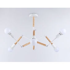 Светильник Ambrella light TR80485/6 WH/LW белый/светлое дерево E27/6 max 60W D930*510