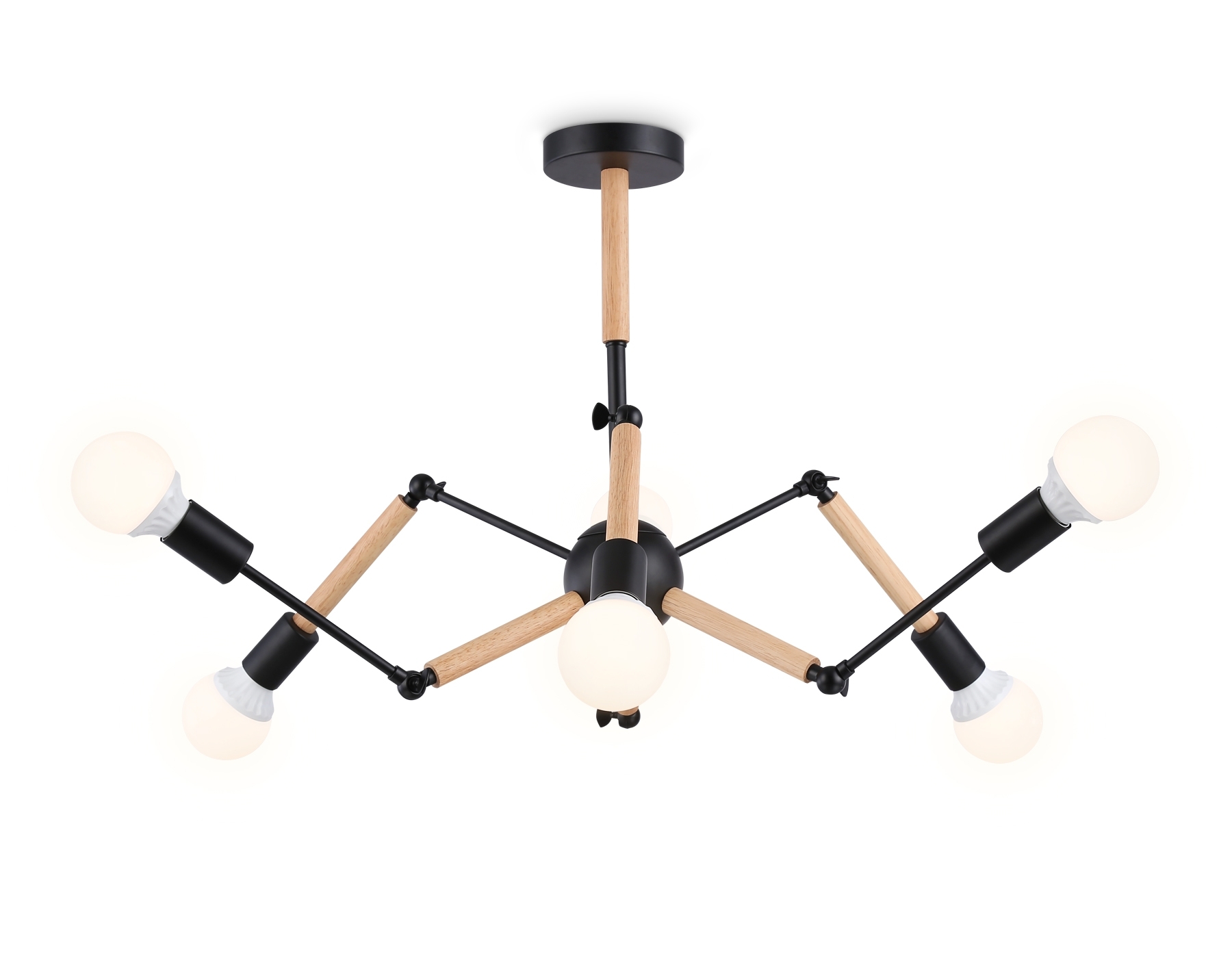 Светильник Ambrella light TR80488/6 BK/LW черный/светлое дерево E27/6 max 60W D930*510