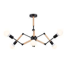 Светильник Ambrella light TR80488/6 BK/LW черный/светлое дерево E27/6 max 60W D930*510