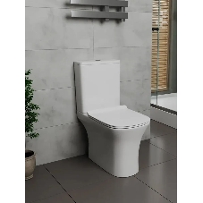Унитаз компакт торнадо напольный безободковый Bau Spectrum square Hurricane-5, усиленное бысросъемное сиденье дюропласт микролифт