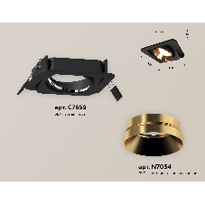 Комплект встраиваемого поворотного светильника Ambrella light XC7659024 SBK/PYG черный песок/золото желтое полированное MR16 GU5.3 (C7659, N7034)