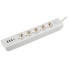 Удлинитель MODERN У05В 5 мест с заземляющим контактом 2м 3х1 мм2 16А/250В USBх4 белый IEK