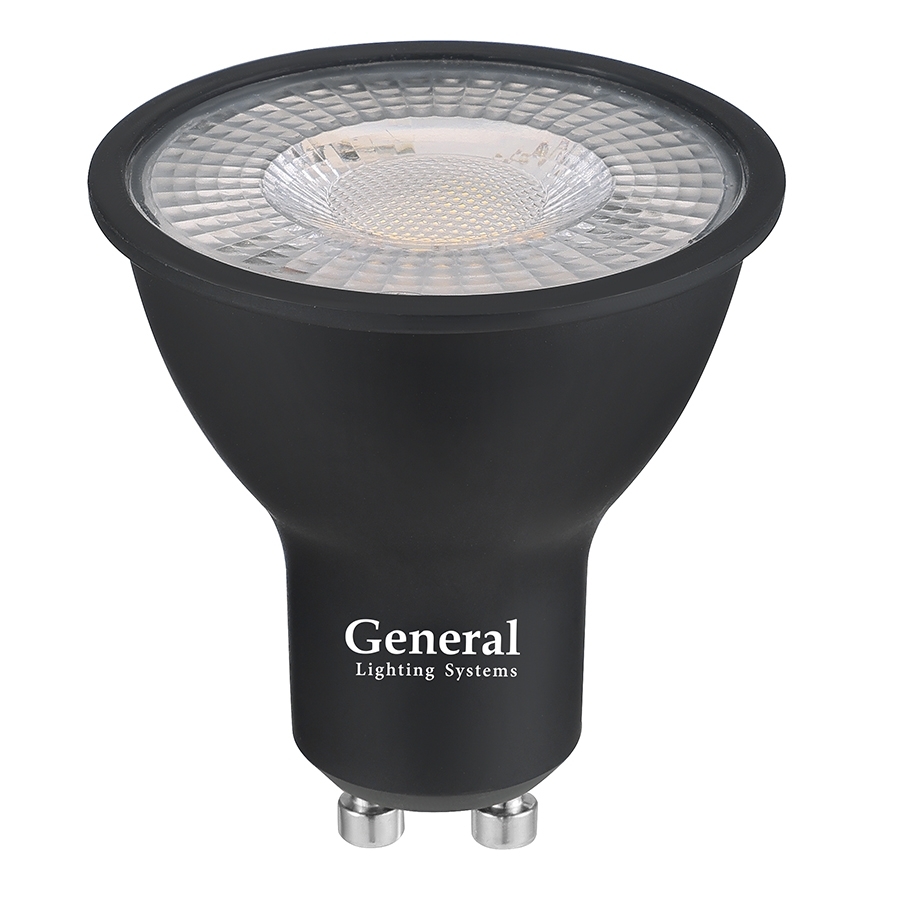 Лампа Светодиодная General GLDEN-MR16-DIF-15-230-GU10-6500 Диффузор 30 градусов Черный корпус 1/10/100