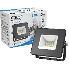 Прожектор светодиодный Gauss LED 10W 700lm IP65 6500К черный 1/60