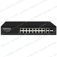 Коммутатор управляемый L2 PoE OSNOVO SW-8182/L(300W) Gigabit Ethernet на 16 RJ45 PoE + 2 x RJ45 + 2 GE SFP портов, до 30W на порт, суммарно до 300W