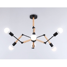 Светильник Ambrella light TR80488/6 BK/LW черный/светлое дерево E27/6 max 60W D930*510