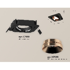 Комплект встраиваемого поворотного светильника Ambrella light XC7659025 SBK/PPG черный песок/золото розовое полированное MR16 GU5.3 (C7659, N7035)
