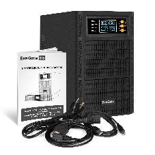 Источник бесперебойного питания On-line ExeGate PowerExpert TL-3000.72V.LCD.AVR.3SH.USB.RS232.SNMP 3000VA/3000W, On-Line, PF=1, LCD, 3*Schuko, RS232, USB, SNMP-slot, встроенные батареи 12V 7.2Ah - 6шт, возможность подключения до 4 внешних батарейных блоков 72В, Tower, металлический корпус, черный