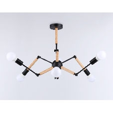 Светильник Ambrella light TR80488/6 BK/LW черный/светлое дерево E27/6 max 60W D930*510
