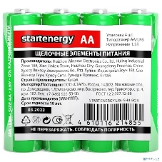 Батарейки СТАРТ R6-SH4 - 60/1200, AA, 4 шт. в шринке со стикером