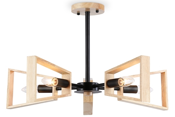 Светильник Ambrella light TR80495/5 BK/LW черный/светлое дерево E14/5 max 60W D620*430