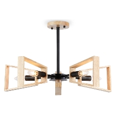 Светильник Ambrella light TR80495/5 BK/LW черный/светлое дерево E14/5 max 60W D620*430