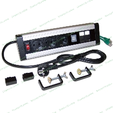 Блок розеток: 3 эл. модуля, 2 USB модуля, 2 порта кат.6