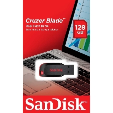 Флешка USB SanDisk Cruzer Blade (SDCZ50-128G-B35), 128Gb, USB 2.0, Type-A, R/W 16/4, черный