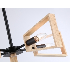 Светильник Ambrella light TR80495/5 BK/LW черный/светлое дерево E14/5 max 60W D620*430