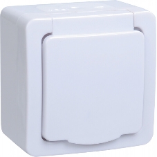 Розетка одноместная IEK ERMP12-K01-16-54-EC РСб20-3-ГПБб роз.1м с з/к о/у IP54 (цвет крышки:белый) ГЕРМЕС PLUS