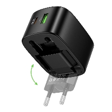 Зарядное устройство Hoco 30Вт, 3А, QC3.0/PD, 1xUSB, 1xType-C, CS102A, черный, коробка