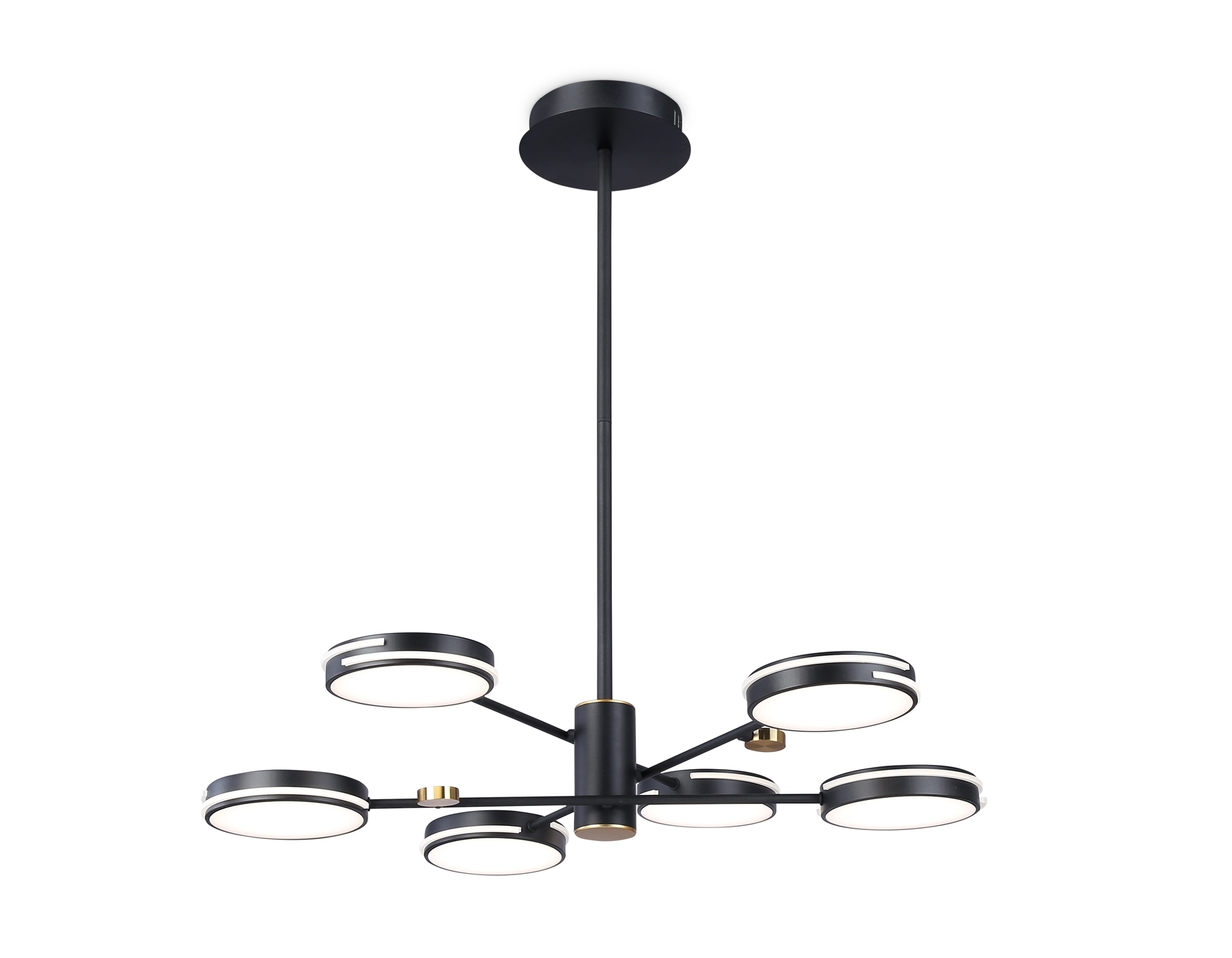 Подвесной светодиодный светильник Ambrella light FL51639/6 BK/GD черный/золото 3000K/4200K/6400K 50W D800*780 (Без ПДУ)