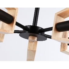 Светильник Ambrella light TR80495/5 BK/LW черный/светлое дерево E14/5 max 60W D620*430