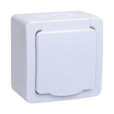 Розетка одноместная IEK ERMP12-K01-16-54-EC РСб20-3-ГПБб роз.1м с з/к о/у IP54 (цвет крышки:белый) ГЕРМЕС PLUS