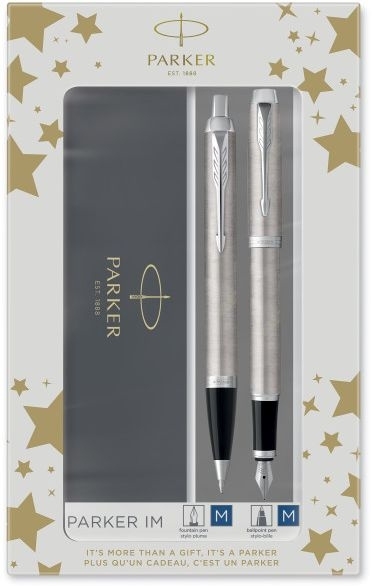 Набор ручек Parker IM Core FK221 (2183058) Stainless Steel CT M сталь нержавеющая, подарочная коробка, ручка перьевая, ручка шариковая