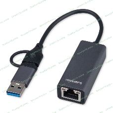 Сетевой адаптер Ethernet Gembird NIC-U7, USB 3.0 + Type-C - Gigabit Ethernet adapter, алюминий, RTL8153