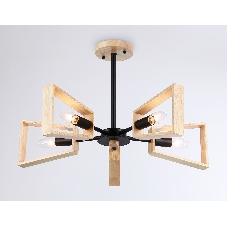 Светильник Ambrella light TR80495/5 BK/LW черный/светлое дерево E14/5 max 60W D620*430