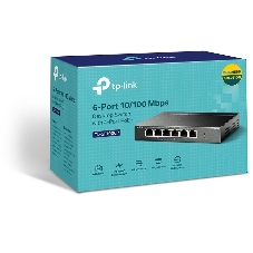 Коммутатор TP-Link 4-port 10/100Mbps Unmanaged PoE+ Switch with 2 10/100Mbps uplink ports, meta case, desktop mount, 4 802.3af/at compliant PoE+ port, 2 10/100Mbps uplink ports, DIP switches for Extend mode, Isolation mode and Priority mode, up to 250m PoE power supply
