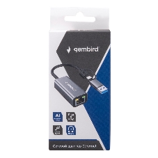 Сетевой адаптер Ethernet Gembird NIC-U7, USB 3.0 + Type-C - Gigabit Ethernet adapter, алюминий, RTL8153